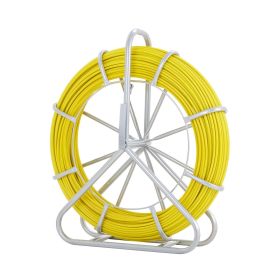 VEVOR Fish Tape Fiberglass, 492 ft, 5/16 in, Duct Rodder Fishtape Wire Puller, Cable Running Rod with Steel Reel Stand, 3 Pulling Heads