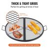 VEVOR X-Marks Fire Pit Grill Grate, Foldable Round Cooking Grate, Heavy Duty Steel Campfire BBQ Grill Grid with Handle and Support X Wire