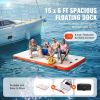 VEVOR Inflatable Floating Dock, 15 x 6FT Inflatable Dock Platform, Non-Slip Water Floating Dock Mat with Detachable Ladder & Portable Carrying Bag