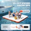 VEVOR Inflatable Floating Dock, 10 x 10FT Inflatable Dock Platform, Non-Slip Water Floating Dock Mat with Portable Carrying Bag & Detachable Ladder