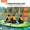 VEVOR Inflatable Boat, 5-Person Inflatable Fishing Boat, Strong PVC Portable Boat Raft Kayak, 45.6" Aluminum Oars, High-Output Pump