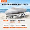 VEVOR Boat Cover, 23'-24' Trailerable Waterproof Boat Cover, 600D Marine Grade PU Oxford, with Motor Cover and Buckle Straps, for V-Hull, Tri-Hull