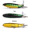 RTGSE 10Pcs Fishing Lure for Bass Whopper Topwater Fishing Lures with Floating Rotating Tail Barb Treble Hooks in Saltwater Freshwater Plopping Lures