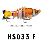 Funpesca 10cm 15.61g Hard Plastic 3d Bionic Eyes Freshwater Saltwater Bass Top Water Jointed Fish Lures (Color: Color F)