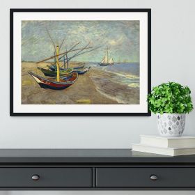 Fishing boats at Sainte Marie Framed Print (Color: Black, size: 36" x 24" / 90cm x 60cm (approx))