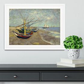 Fishing boats at Sainte Marie Framed Print (Color: White, size: 18" x 12" / 48cm x 30cm (approx))