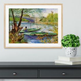 Fishing in Spring by Van Gogh Framed Print (Color: Natural, size: 24" x 16" / 60cm x 40cm (approx))