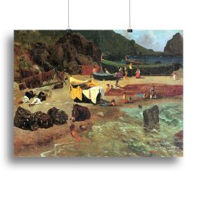 Fishing Boats on Capri by Bierstadt Canvas Print or Poster (Type: Poster Print, size: 24" x 16" / 60cm x 40cm (approx))