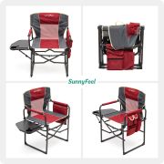 Camping Directors Chair, Heavy Duty,Oversized Portable Folding Chair with Side Table, Pocket for Beach, Fishing,Trip,Picnic,Lawn (Color: Red)