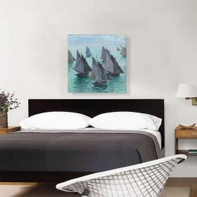 Fishing Boats Calm Sea 1868 (Type: Standard Framed Canvas Print, size: 28" x 20" / 70cm x 50cm (approx))