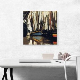 Fishing Boats at Honfleur (Type: Standard Framed Canvas Print, size: 24" x 16" / 60cm x 40cm (approx))