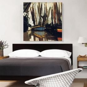 Fishing Boats at Honfleur (Type: Standard Framed Canvas Print, size: 32" x 24" / 80cm x 60cm (approx))