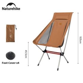 Naturehike Beach Chair High Fishing Chair Folding Chair Ultralight Camping Chair Portable Outdoor Chairs Picnic Travel Chair (Color: Yellow - XL)