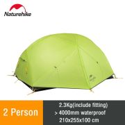 Naturehike Mongar 2 Tent 2 Person Camping Tent Ultralight 20D Nylon Backpacking Waterproof Tent Beach Outdoor Hiking Travel Tent (Color: Light Green - 20D)