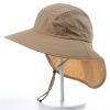 Wide Brim Sun Screen Hat With Neck Flap; Adjustable Waterproof Quick-drying Outdoor Hiking Fishing Cap For Men Women